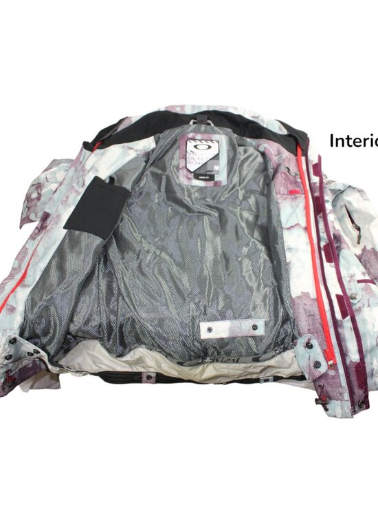 Oakley Loose Fit Blue Purple Camo Watercolor Ski Snowboard Multi Pocket Jacket - Picture 7 of 9